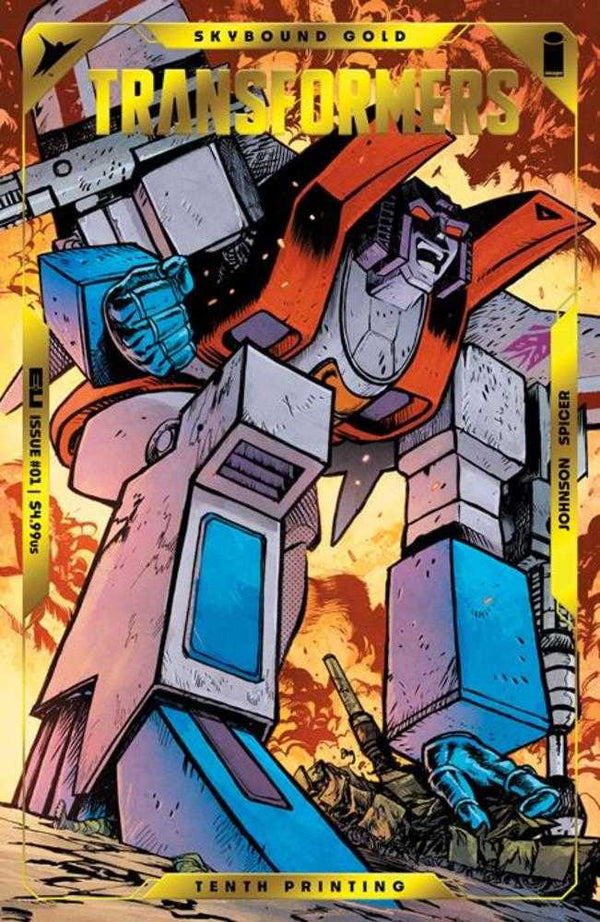 Transformers #1 Tenth Printing Cover B Daniel Warren Johnson & Mike Spicer Starscream Gold Foil Emboss Variant