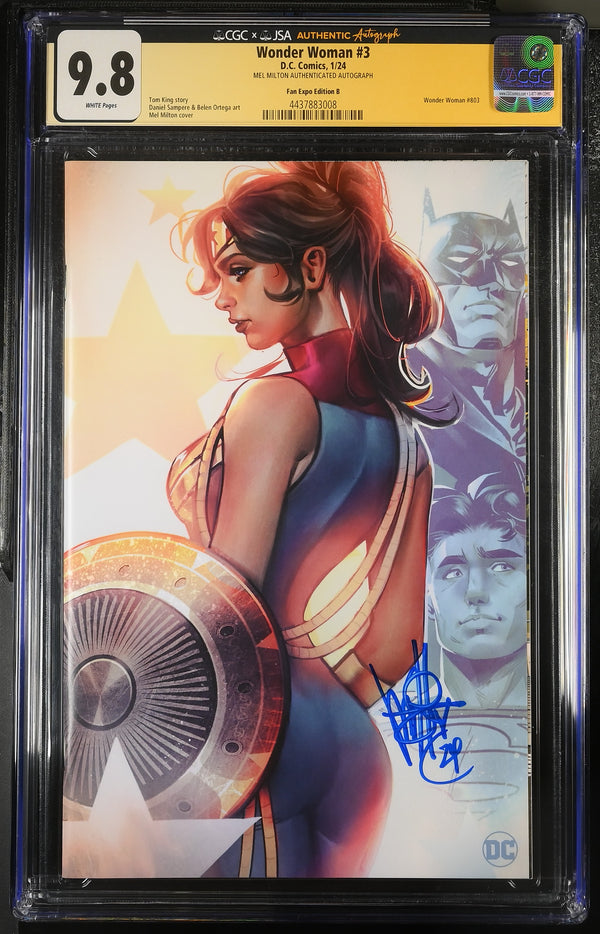 Wonder Woman #3 Fan Expo Edition B CGCxJSA 9.8 Signed by Mel Melton