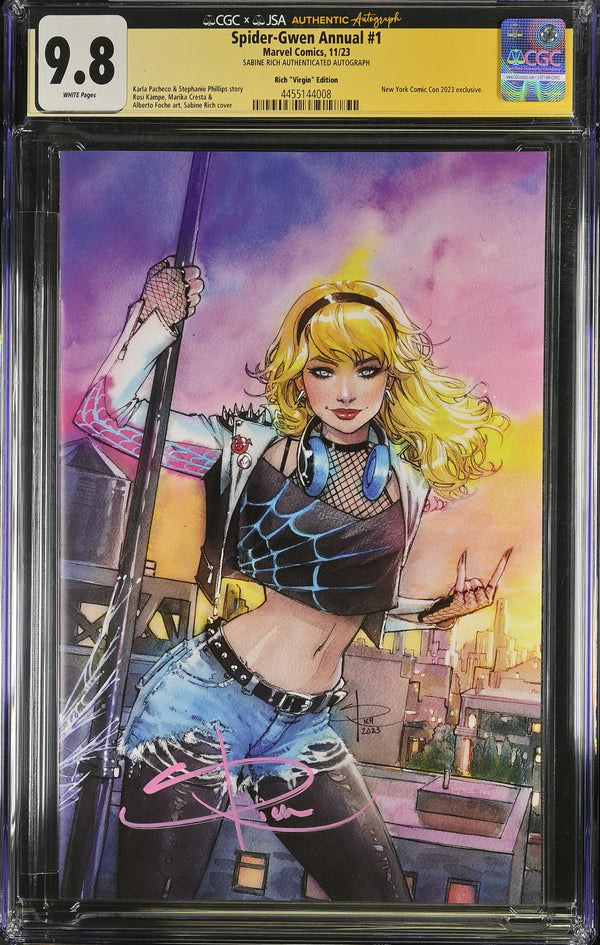 Spider-Gwen Annual #1 NYCC Exclusive CGCxJSA 9.8 Signed by Sabine Rich