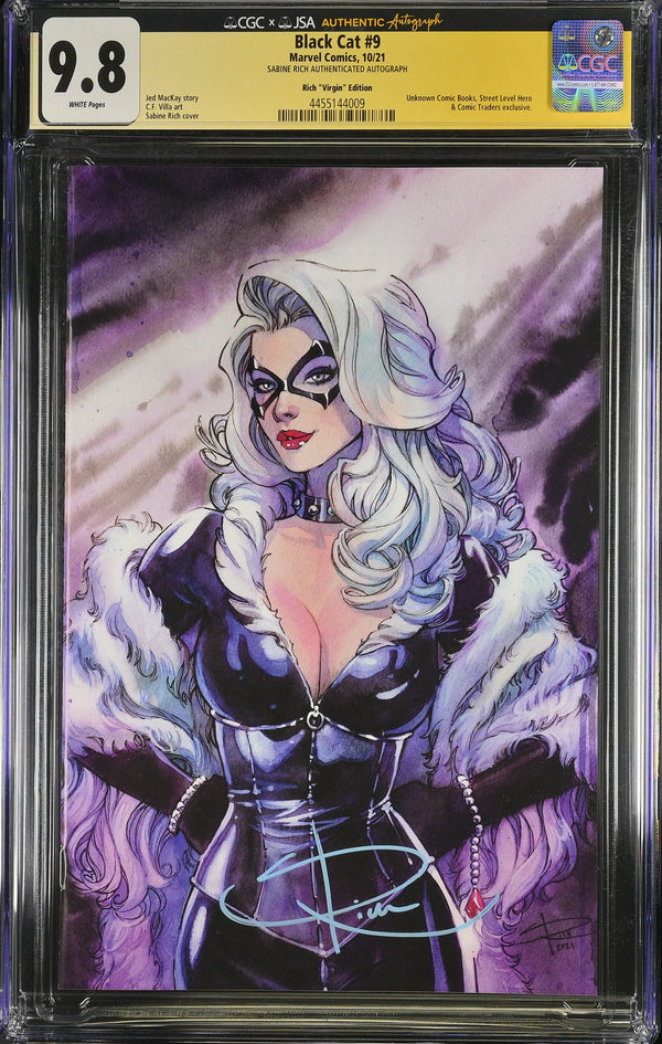 Black Cat #9 Sabine Rich Variant Cove CGCxJSA 9.8 Signed